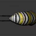 Colorful Striped Curved Sculpture With Vibrant Design And Smooth Lines Detailing