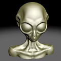 Alien Game And Movie Character With Large Eyes Smooth Head And Detailed Chest