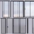Various Sliding Doors With Black Frames And Frosted Glass Panel Designs 3d model