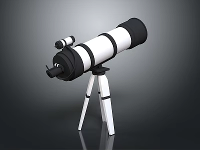 High Quality Commercial Telescope With Black And White Body And Tripod Stand For Professional Use 3d model