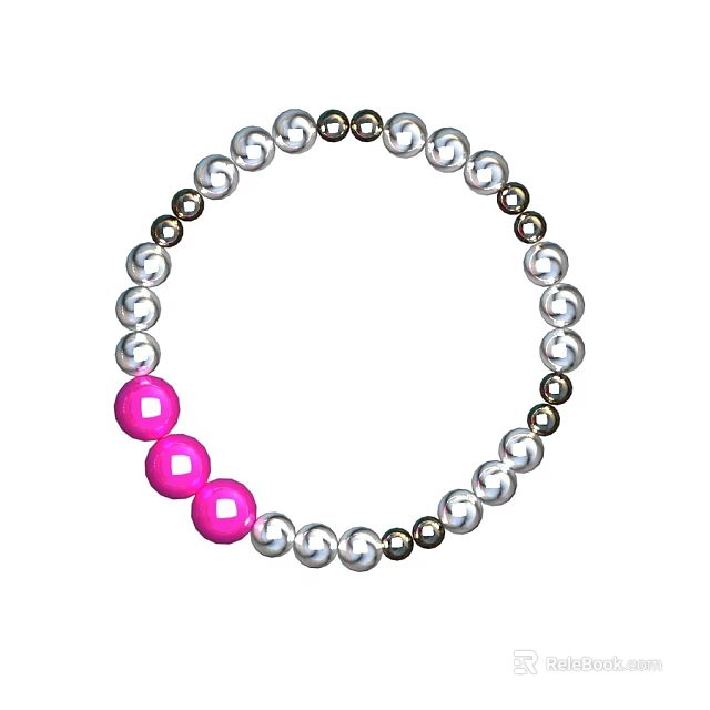 Elegant Fashionable Jewelry Bracelet with Silver Black and Pink Beads Design 3d model 