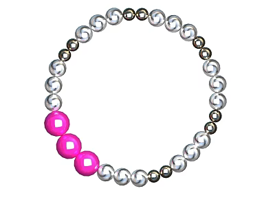 Elegant Fashionable Jewelry Bracelet with Silver Black and Pink Beads Design 3d model