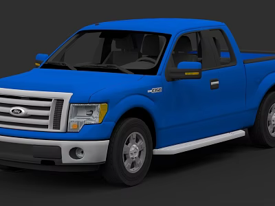 Blue Ford F150 Pickup Truck With Silver Bumper And Black Wheels 3d model