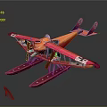 Vibrant Orange And Pink Passenger Plane With Floats And Number 5 On Wings