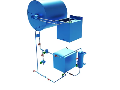 Blue Industrial Mechanical Equipment With Piping Valves And Containers Structure 3d model