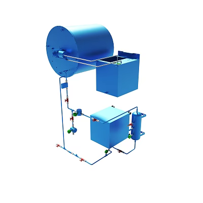 Blue Industrial Mechanical Equipment With Piping Valves And Containers Structure 3d model