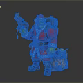 Christmas Goblin Character In Santa Costume Holding Toy Gun With Small Goblin In Gift Bag