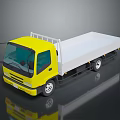 Yellow Flatbed Truck With White Cargo Bed And Front Design Model
