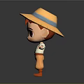 Cute 3D Boy Character With Straw Hat Red Hair White Shirt And Outstretched Arms