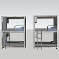 Modern Bunk Beds With Gray Frame Metal Ladder And Double Tier Structure 3d model