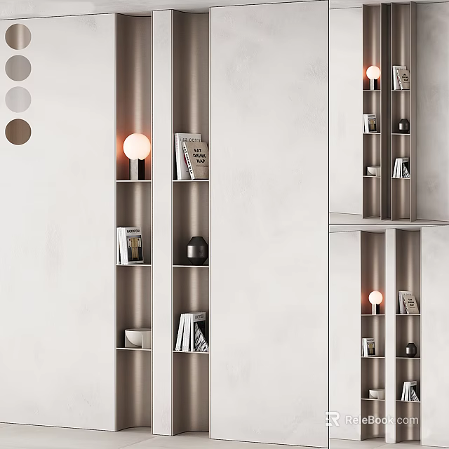 Modern Decorative Cabinet With Shelves Holding Books Decorative Items And Lighting 3d model 