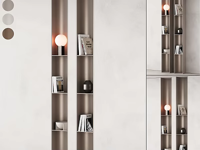 Modern Decorative Cabinet With Shelves Holding Books Decorative Items And Lighting 3d model
