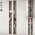 Modern Decorative Cabinet With Shelves Holding Books Decorative Items And Lighting