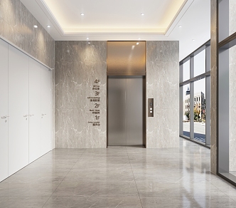 modern elevator hall 3d model