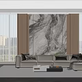Elegant Spacious Modern Office With Marble Accent Wall And Comfortable Leisure Reception Sofa Area