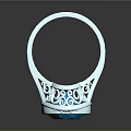 Silver Ring With Large Blue Gemstone And Surrounding Small Diamonds