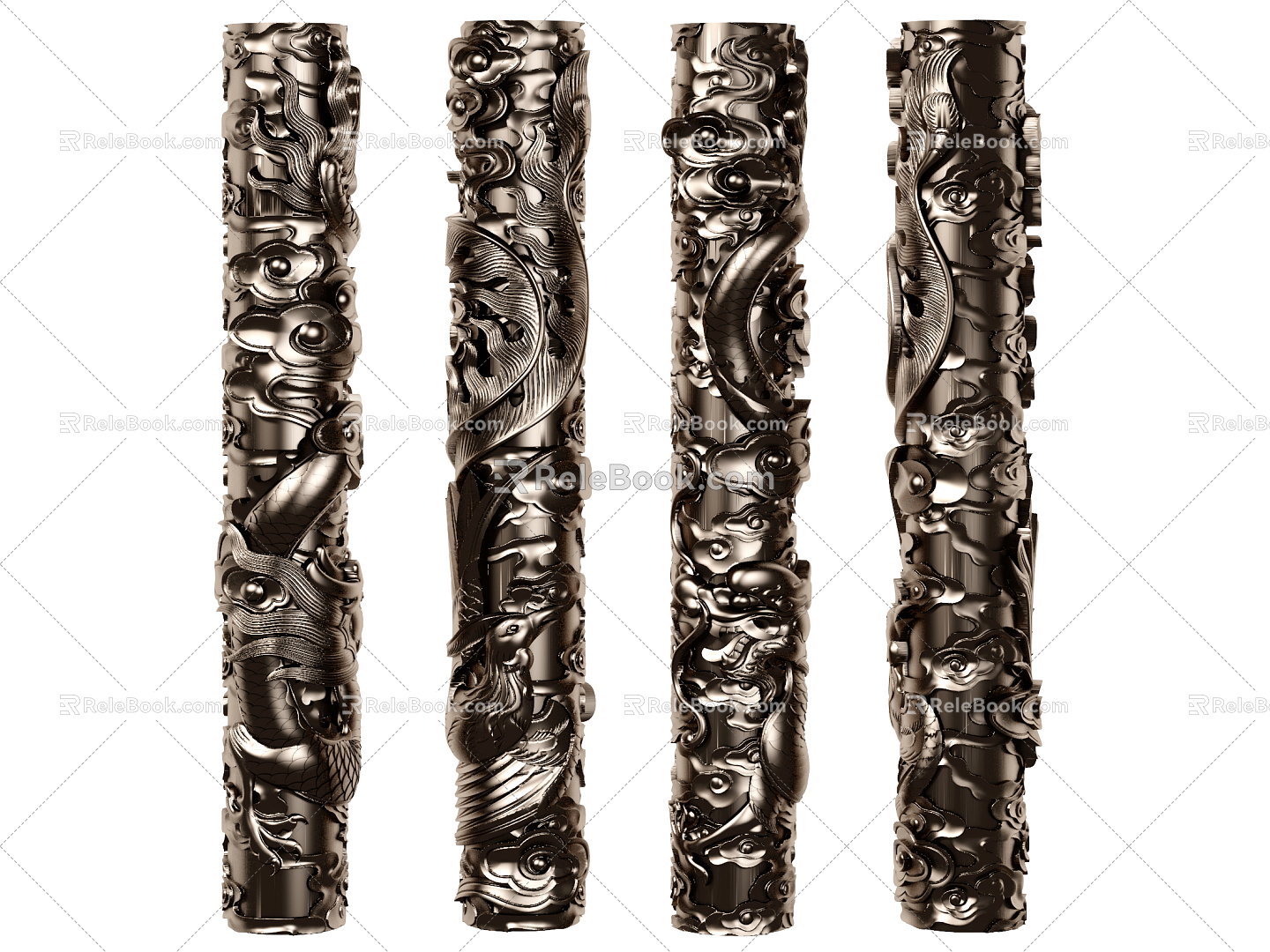 Chinese-style Column Carved Column 3d model