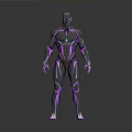 3D Rendered Human Figure With Purple Blue Neon Glowing Lines And Futuristic Design