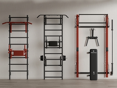 Modern fitness equipment combination indoor fitness rack 3d model