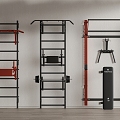 Modern fitness equipment combination indoor fitness rack 3d model