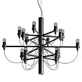 Modern Black Metal Chandelier With Branch Structure And Multiple Bulbs