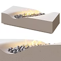 Modern Indoor Fireplace Design With Burning Flames And Decorative Pebbles 3d model