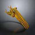 Golden Dragon Shaped Sculpture Bracelet With Intricate Scaled Texture Design