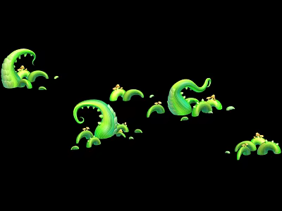 Green Curled Vine Plants With Small Leaf Details On Black Background 3d model