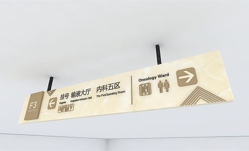 Modern signage ward lintel sign 3d model