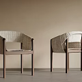 Modern Minimalist Solid Wood Linen Upholstered Comfortable Armchair For Home Dining And Living Space