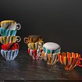 Vibrant Window Display Featuring Stacked Colorful Cups For Creative Merchandising 3d model