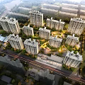 Aerial Planning of Modern Residential Community With High Rise Buildings Green Spaces and Roads