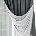 Double Layer Gray Window Curtain With White Sheer And Elegant Drape Design For Home Decor