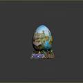 Detailed Decorative Painted Egg Featuring Scenic Table Landscape Characters And Creatures 3d model