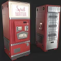 Red Commercial Vending Machines With Sweet Water Signage And Display Shelves For Beverage Dispensing