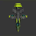 Futuristic Cosmic Spaceship With Green Black Geometric Patterns And Aerodynamic Structure