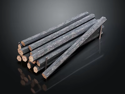 High Quality Wooden Stone Planks Stacked With Natural Texture For Construction Materials 3d model