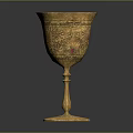 Golden Decorative Goblet With Intricate Carvings And Exquisite Base Design