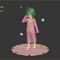 Commercial Display Platform Featuring 3D Girl Model Pink Spheres And Gray Background