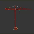 Yellow Tower Crane Construction Machinery With Tall Metal Frame And Lifting Hook