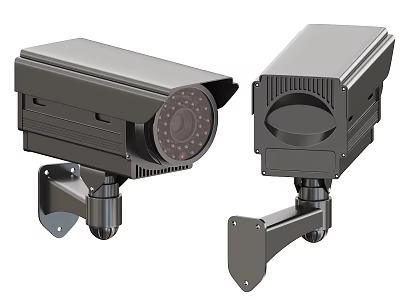 Projection Surveillance Outdoor Security Cameras With Mounting Brackets And Lenses 3d model