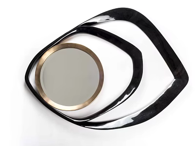 Modern Irregular Multi Layered Mirror With Black And Gold Frame For Home Decor 3d model