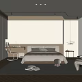 Minimalist Modern Bedroom Interior With Neutral Tones Platform Bed And Area Rug