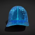 Blue Sequined Mesh Hat With Modern Design And Reflective Patterns 3d model