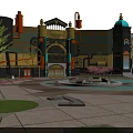 Fun Filled Amusement Park With Various Rides Colorful Pavilions And Lush Green Gardens
