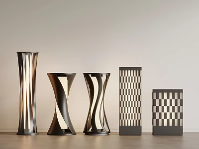 Modern Decorative Lamps With Metal Finish And Geometric Patterns For Interior Styling 3d model