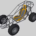Off Road Buggy Frame With Yellow Seat Grey Metal Structure And Four Large Tires
