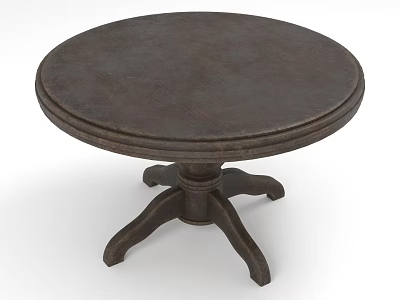 Dark Wooden Round Dining Table With Unique Carved Base And Classic Style 3d model