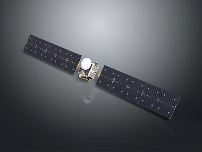 Animated Cartoon Satellite Scene With Solar Panels And Main Body In Space 3d model
