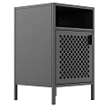 Modern Black Bedside Table With Perforated Dot Design And Metal Legs 3d model